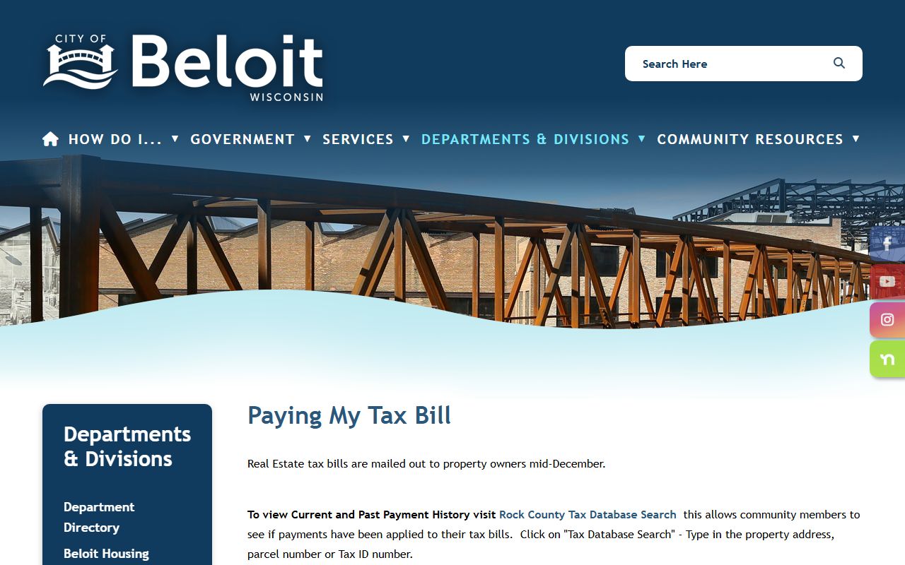 Beloit Property Tax Records from the city tax bill page