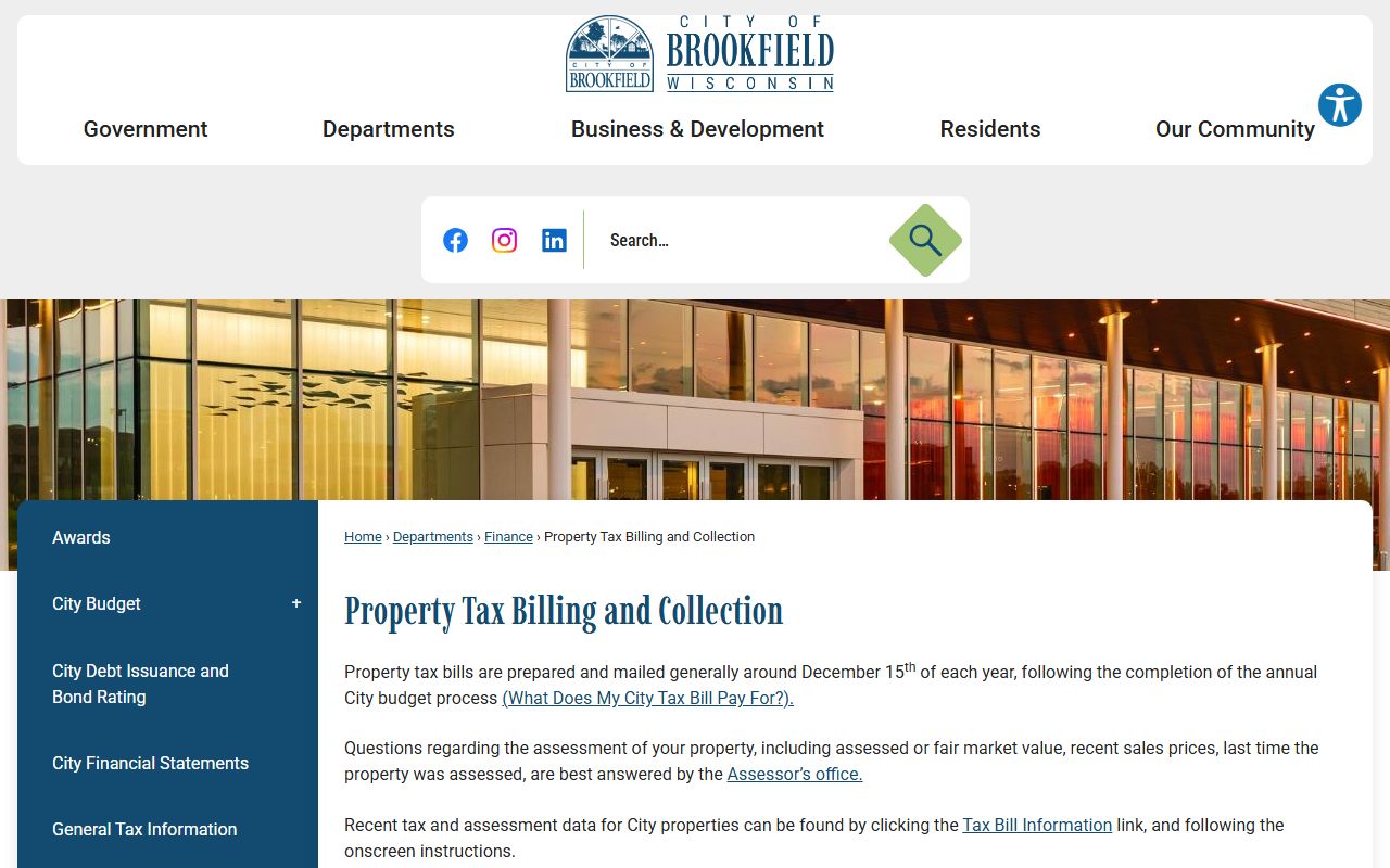 Brookfield Property Tax Records billing reference