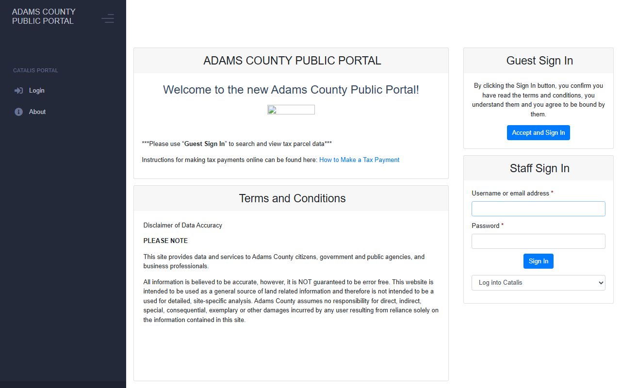 Adams County Property Tax Records screenshot