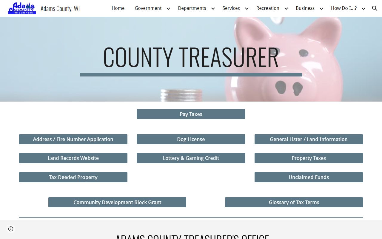 Adams County Property Tax Records treasurer screenshot