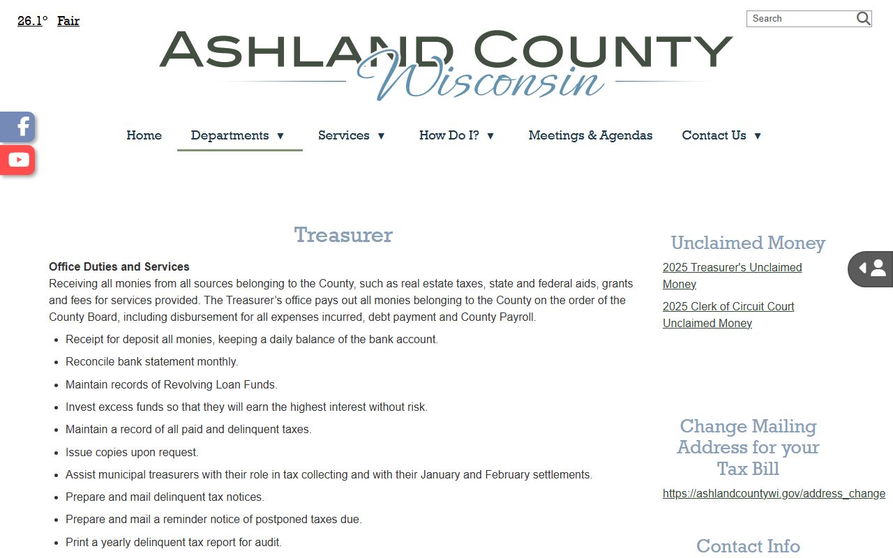 Ashland County Property Tax Records treasurer screenshot