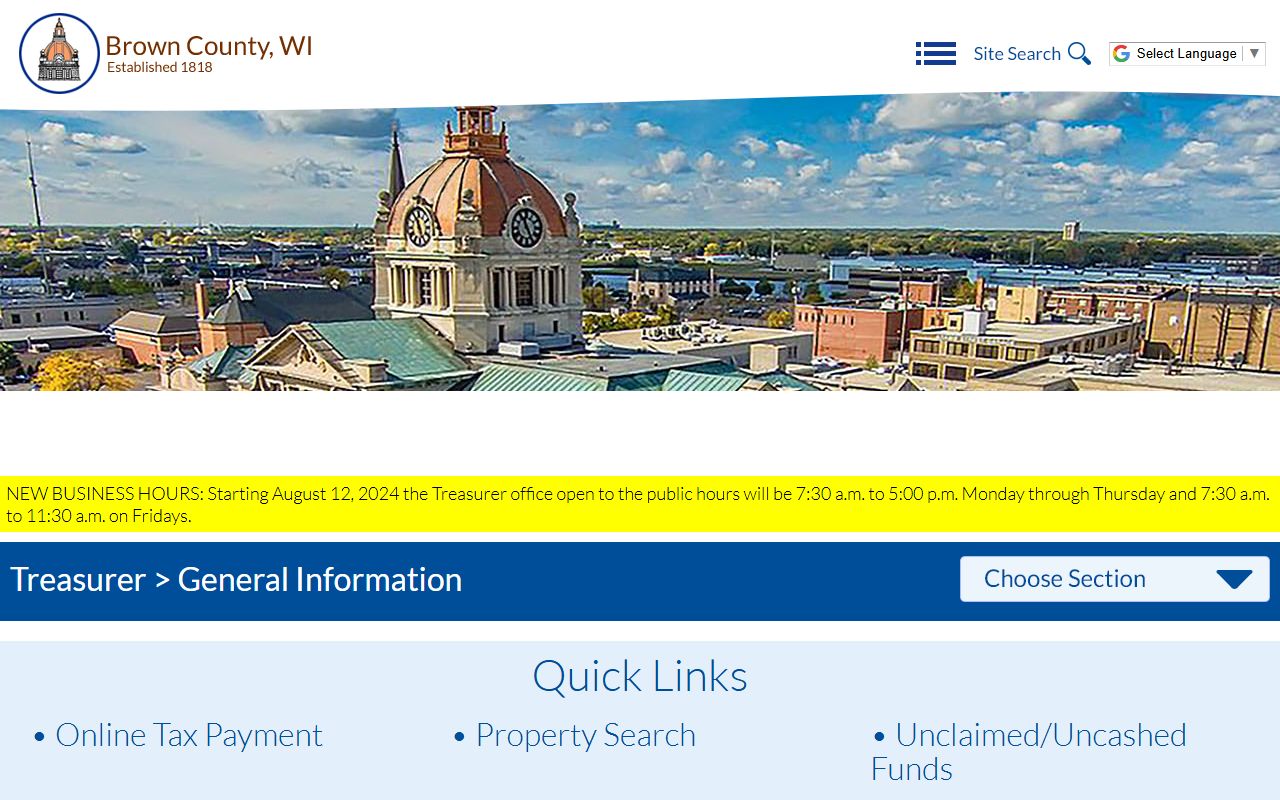 Brown County Property Tax Records on the Brown County Treasurer website