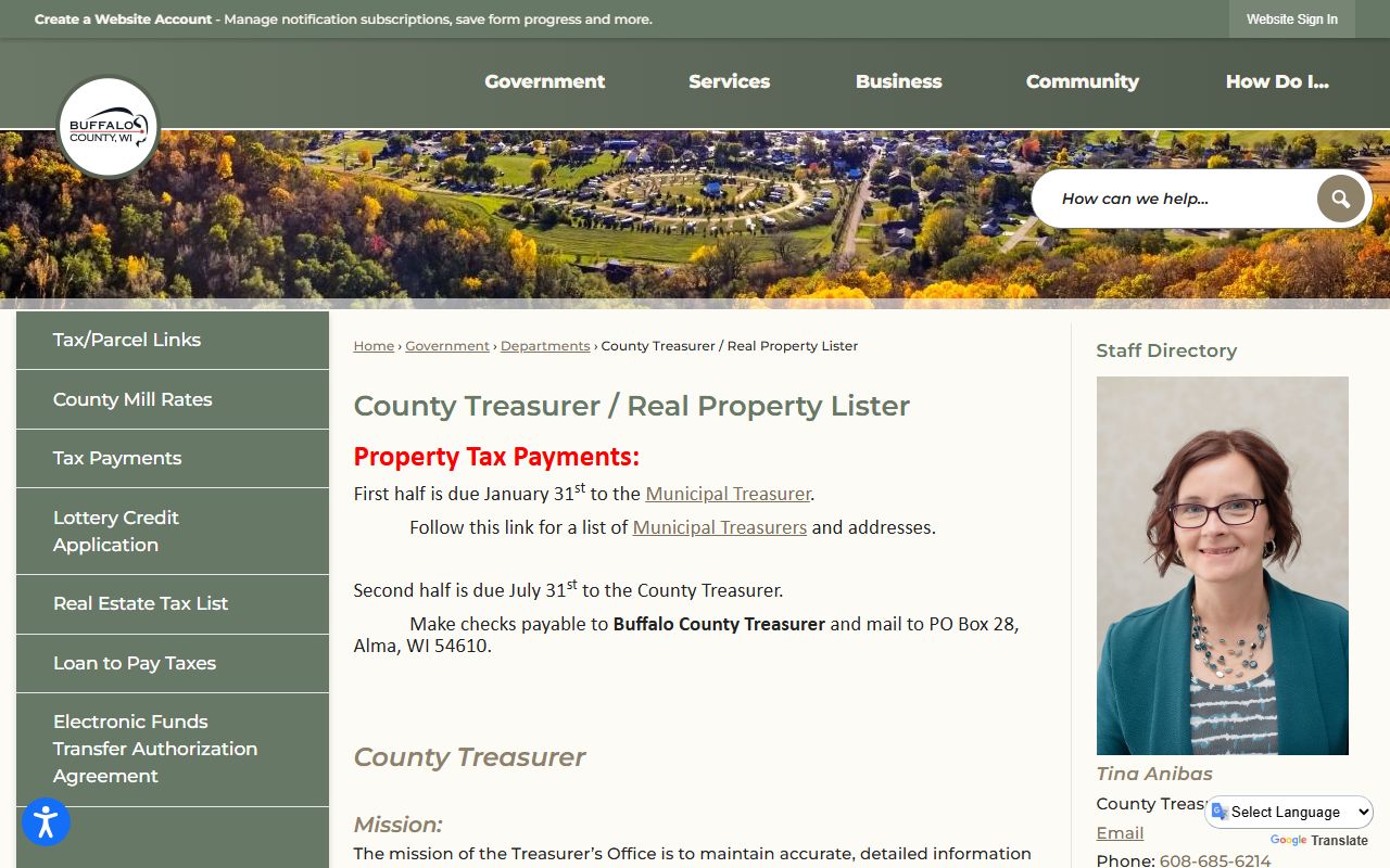 Buffalo County Property Tax Records on the Buffalo County Treasurer website