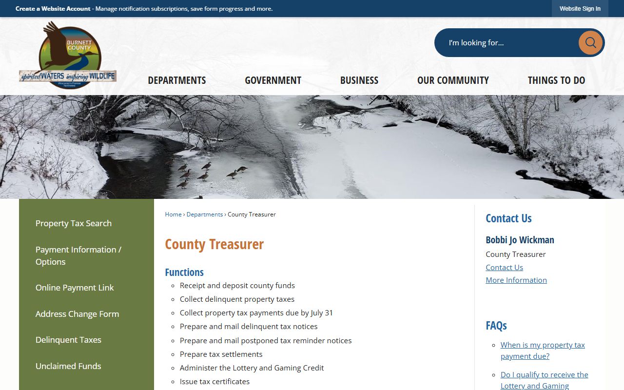 Burnett County Property Tax Records screenshot