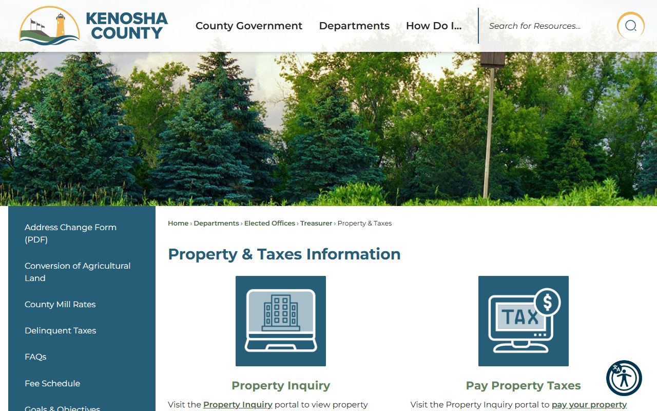 Kenosha County Property Tax Records treasurer page screenshot