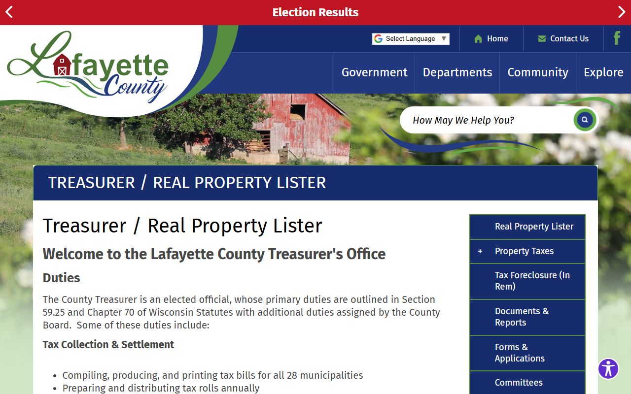 Lafayette County Property Tax Records treasurer page