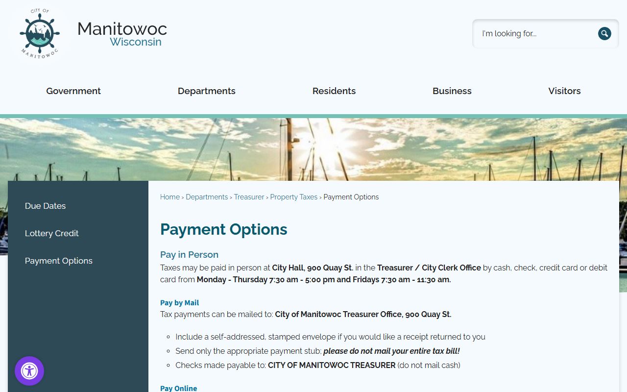 Manitowoc County Property Tax Records City of Manitowoc Treasurer screenshot