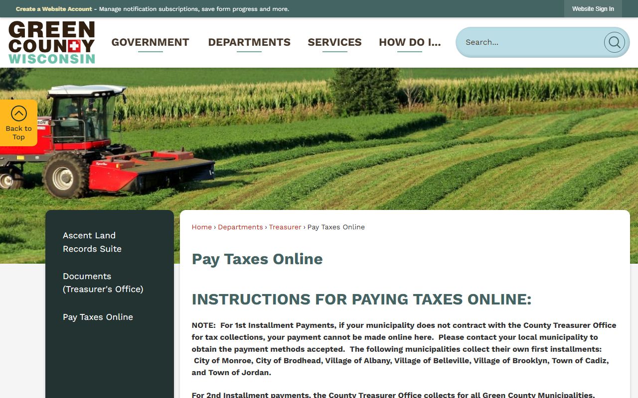 Green County Property Tax Records online tax payment screenshot