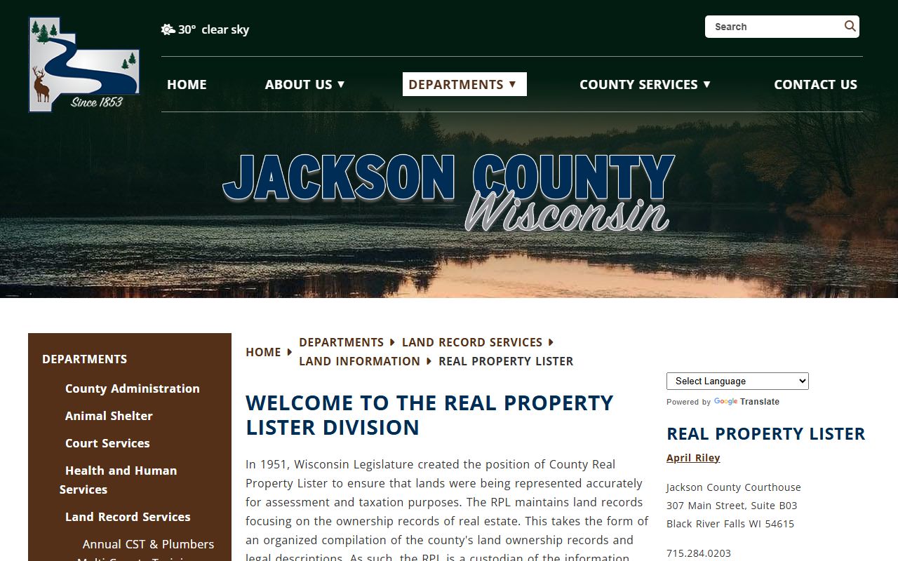 Jackson County Property Tax Records real property lister screenshot