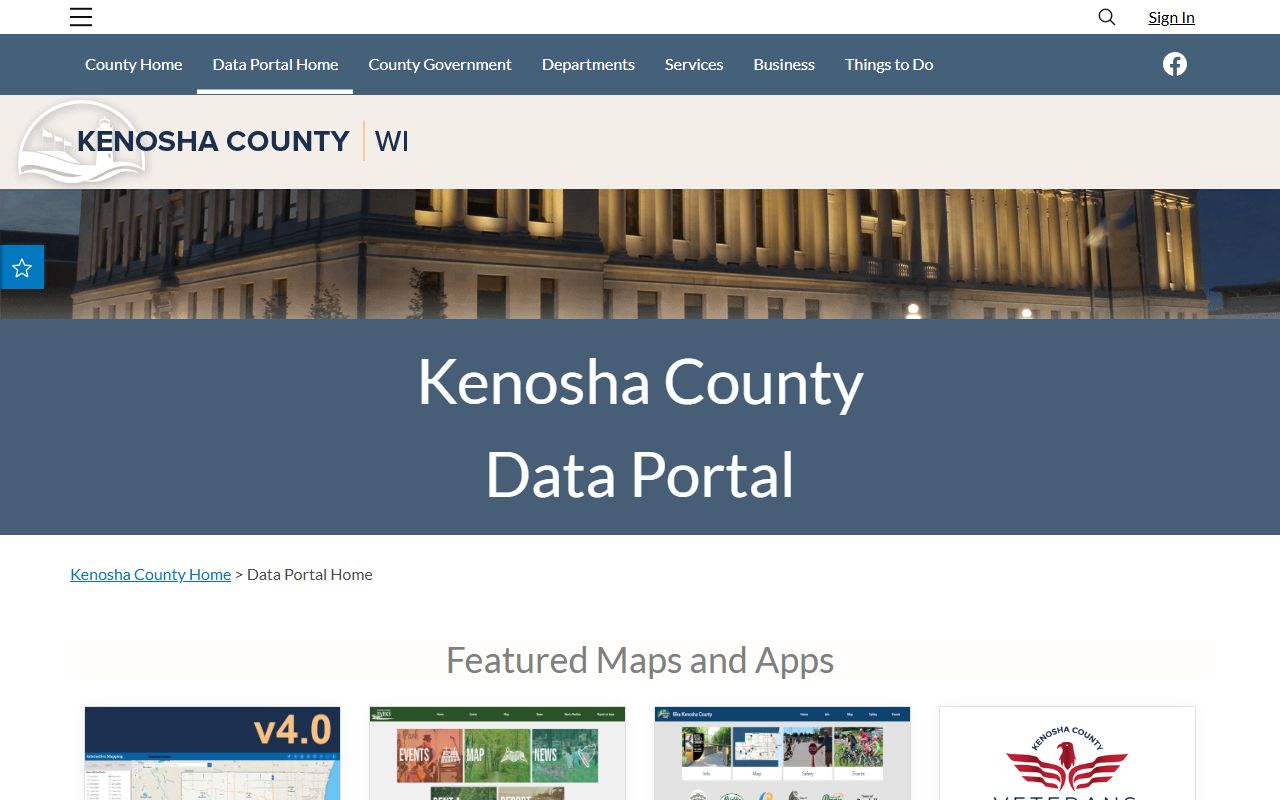 Kenosha County Property Tax Records data portal screenshot