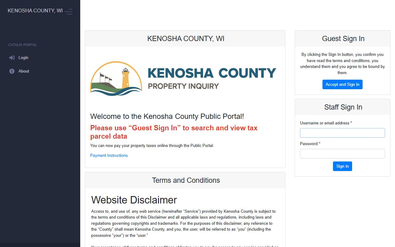 Kenosha County Property Tax Records public portal screenshot