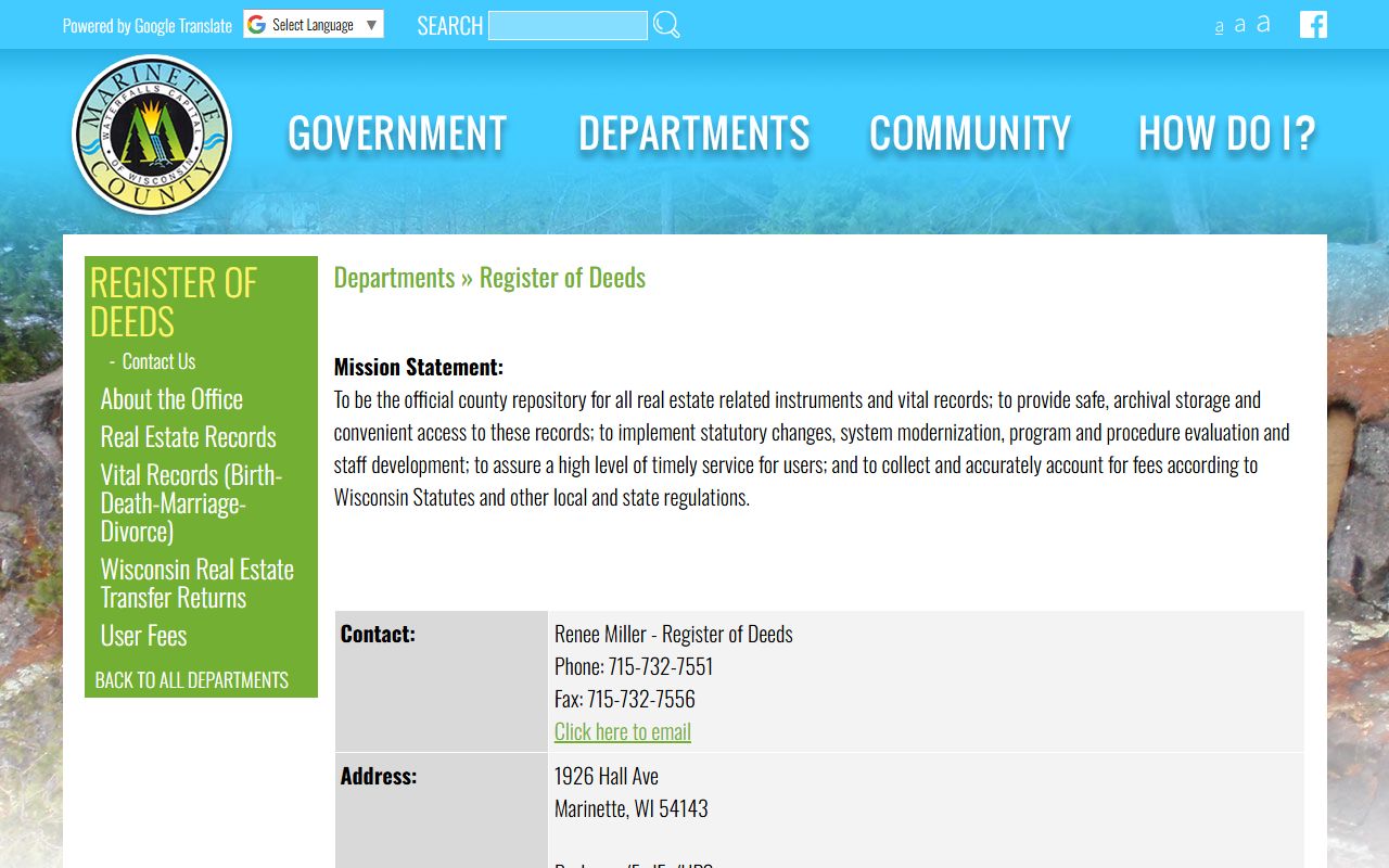 Marinette County Property Tax Records register of deeds image