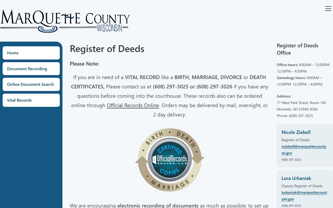 Marquette County Property Tax Records register of deeds screenshot