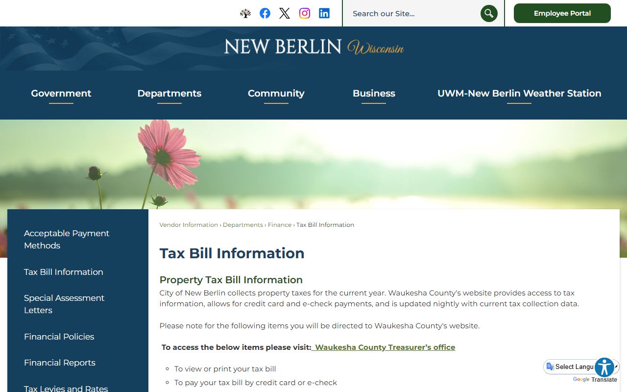 New Berlin Property Tax Records tax rates reference