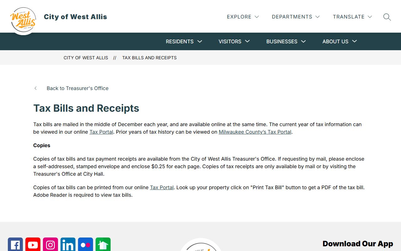 West Allis Property Tax Records tax bills and receipts reference