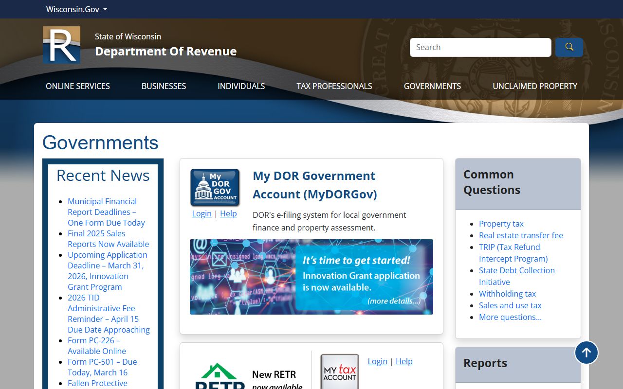 Wisconsin Property Tax Records guidance from the Wisconsin Department of Revenue